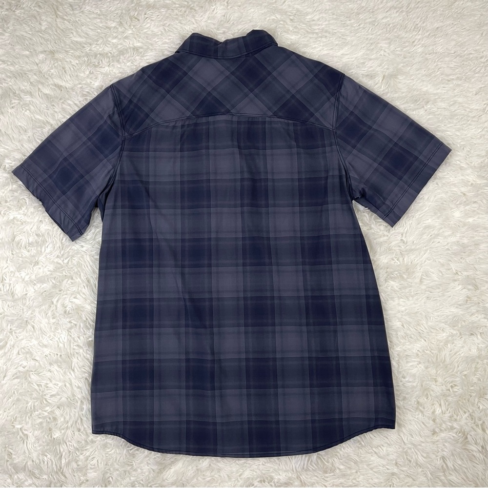 Outdoor Research Blue Grey Plaid Short Sleeve Nylon Button Down Shirt - Picture 5 of 11